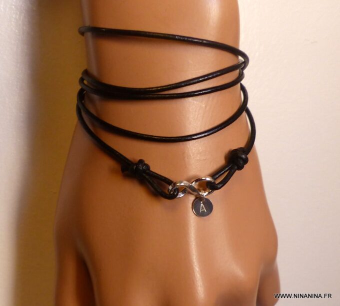 N3269e_Bracelet_wrap_cordon_cuir_infini_argent_925_massif_personnalise_-Bijoux_en_ligne_NINANINA
