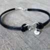 N3272terj Bracelet infini argent massif et cuir personnalisé initiale