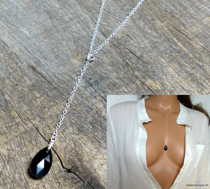 N3274a_Collier_femme_Y_argent_925_massif_goutte_cristal_de_swarovski_noire_NINANINA
