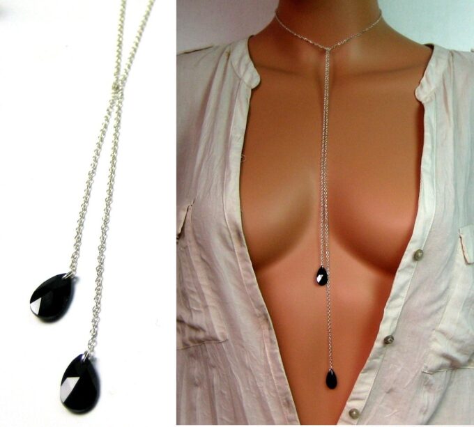 N3275ter_Collier_long_sautoir_argent_massif_et_goutte_cristal_de_swarovski