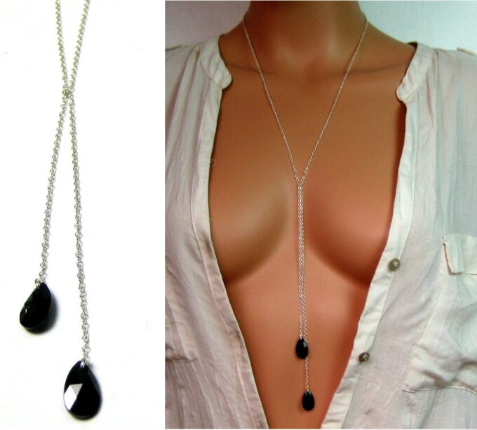 N3275tere_Collier_long_sautoir_argent_massif_et_goutte_cristal_de_swarovski