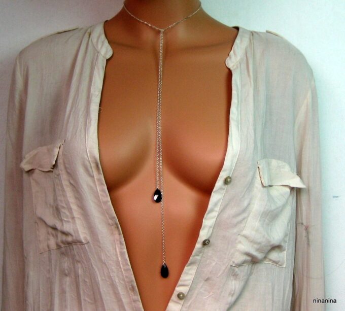 N3275terj_Collier_long_sautoir_argent_massif_et_goutte_cristal_de_swarovski