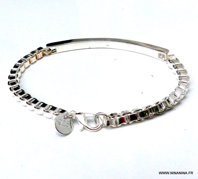 N3288b_Bracelet_gourmette_femme_plaque_argent_-_Bijoux_Bracelets_en_ligne_ninanina