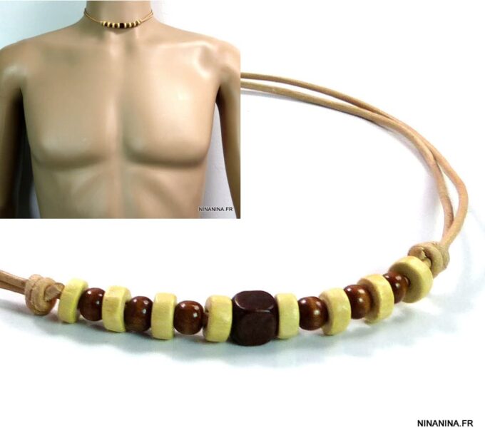 N3299terg_collier_cordon_cuir_perles_bois_marron