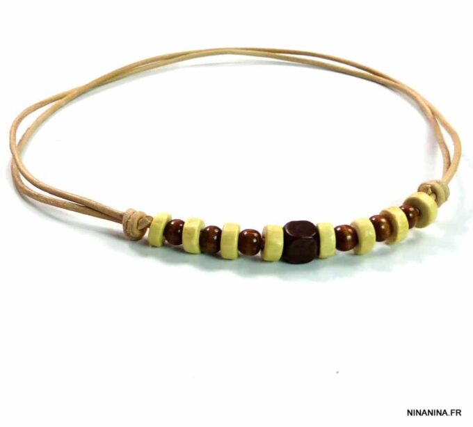 N3299teri_collier_cordon_cuir_perles_bois_marron