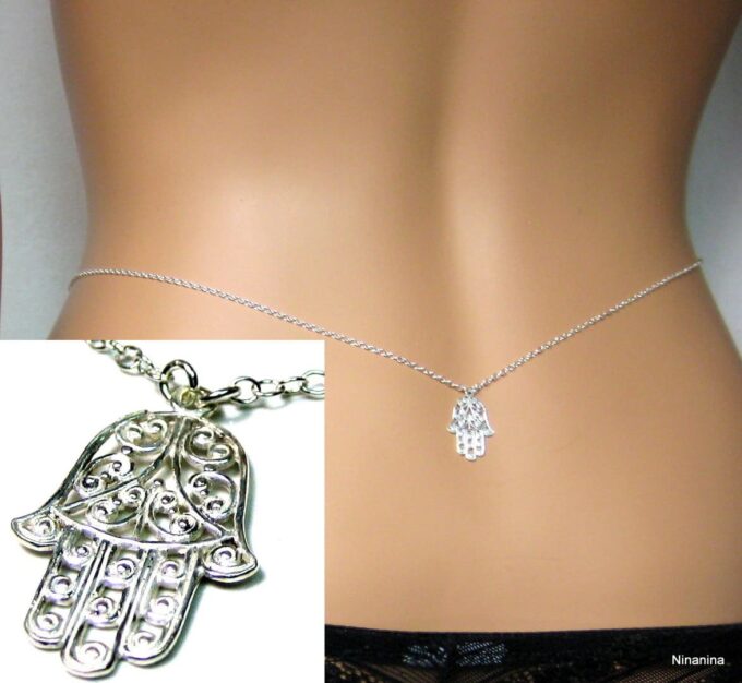 N3308terb_chaine_de_taille_main_de_fatma_argent_massif