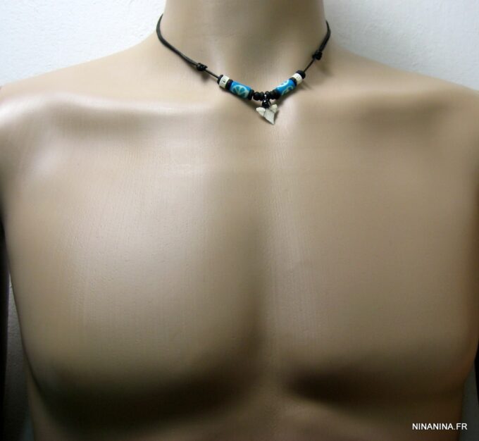 N3331terc_collier_homme_dent_de_requin_turquoise