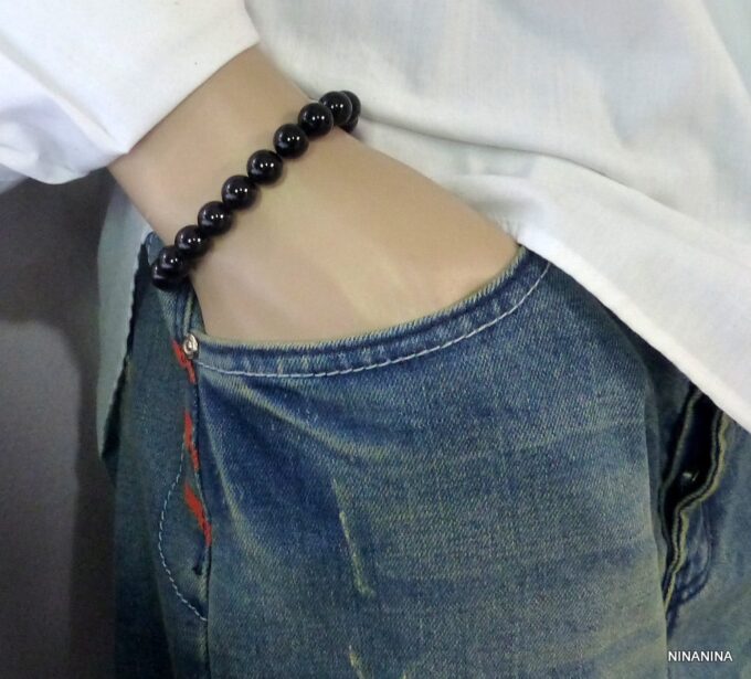 N3346d_bracelet_homme_personnalise_perles_noires_fermoir_aimante_argent_massif_925