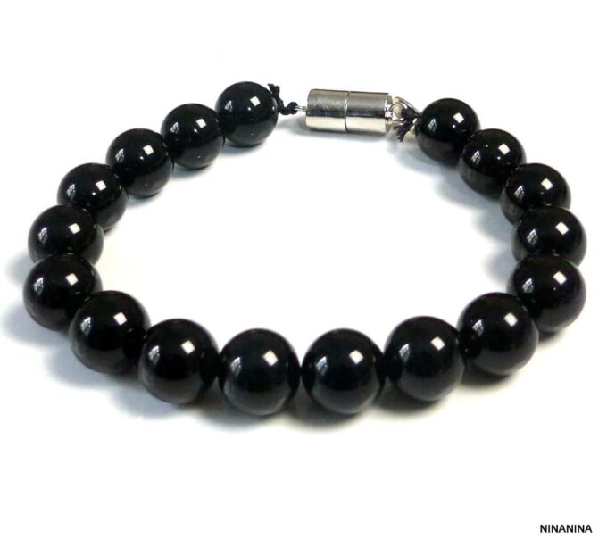 N3346e_bracelet_homme_personnalise_perles_noires_fermoir_aimante_argent_massif_925