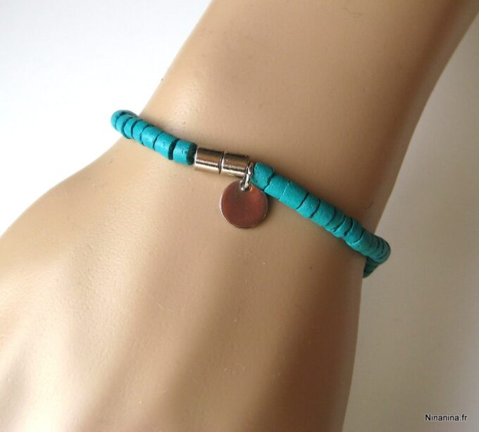 N3347bisk_bracelet_coco_turquoise_et_acier_inoxydable