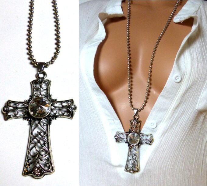 N3349_Collier_femme_long_sautoir_croix_gothique_metal_argente_chaine_boule_NINANINA