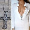 N3349c_Collier_femme_long_sautoir_croix_gothique_metal_argente_chaine_boule_NINANINA