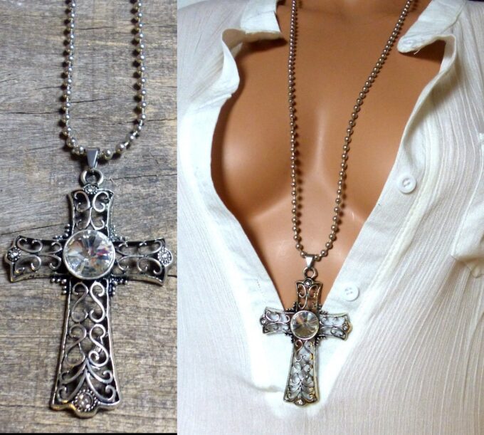N3349f_Collier_femme_long_sautoir_croix_gothique_metal_argente_chaine_boule_NINANINA