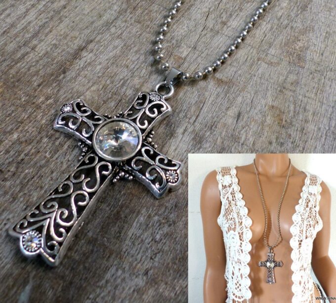 N3349f_Collier_femme_long_sautoir_croix_metal_argente_-_Bijoux_Colliers_en_ligne_Ninanina