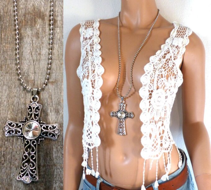 N3349h_Collier_femme_long_sautoir_croix_metal_argente_-_Bijoux_Colliers_en_ligne_Ninanina