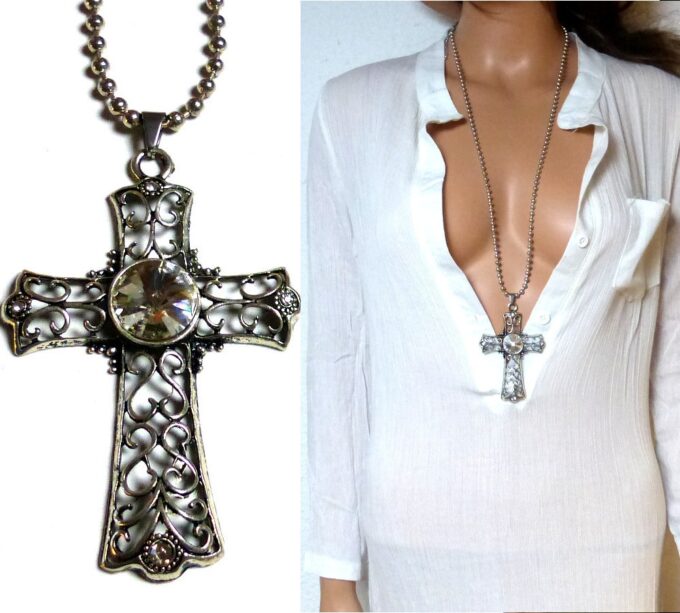 N3349k_Collier_femme_long_sautoir_croix_gothique_metal_argente_chaine_boule_NINANINA