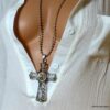 N3349p_Collier_femme_long_sautoir_croix_gothique_metal_argente_chaine_boule_NINANINA