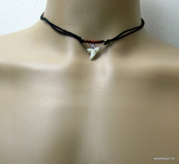 Collier Pendentif Dent De Requin Naturel Avec Cordon Cuir - Bijou Unisexe Style Exotique, Pour Hommes Et Femmes - 14