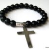 N3383b_bracelet_croix_acier_inoxydable_et_perles_noires