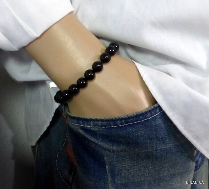 N3383d_Bracelet_homme_agates_perles_noires_croix_acier_inoxydable