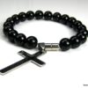N3383ter_bracelet_croix_acier_et_perles_noires