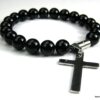 N3383terb_bracelet_croix_acier_et_perles_noires