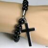 N3383terc_bracelet_croix_acier_et_perles_noires