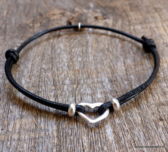 N3385_Bracelet_cordon_cuir_coeur_argent_925_massif_-_Bijoux_Bracelets_en_ligne_Ninanina-1