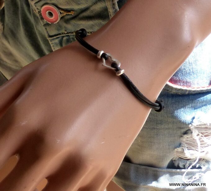 N3385a_Bracelet_cordon_cuir_coeur_argent_925_massif_-_Bijoux_Bracelets_en_ligne_Ninanina-1