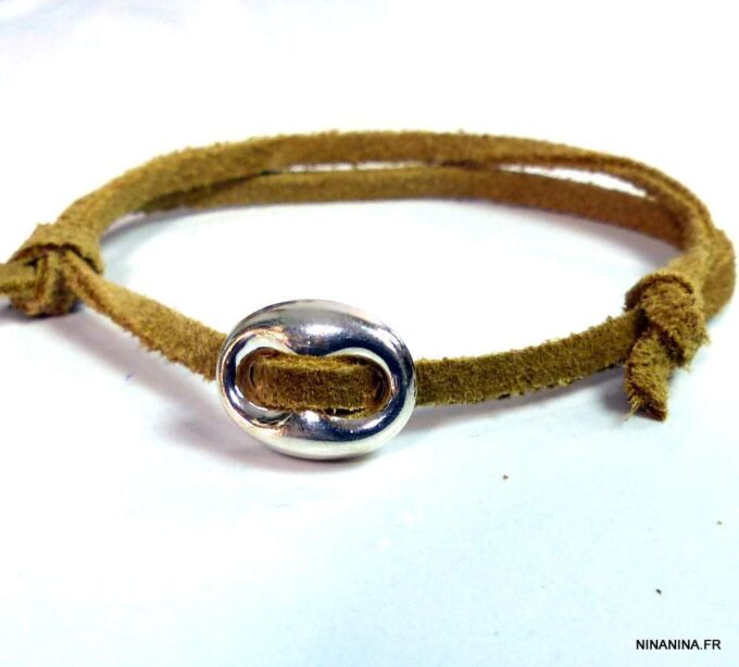 N3390tere_bracelet_cordon_daim_grain_de_cafe_argent_massif