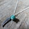 N3392h_Chaine_de_taille_plume_argent_925_massif_perle_turquoise_africaine_-_Bijoux_Chaines_en_ligne_Ninanina