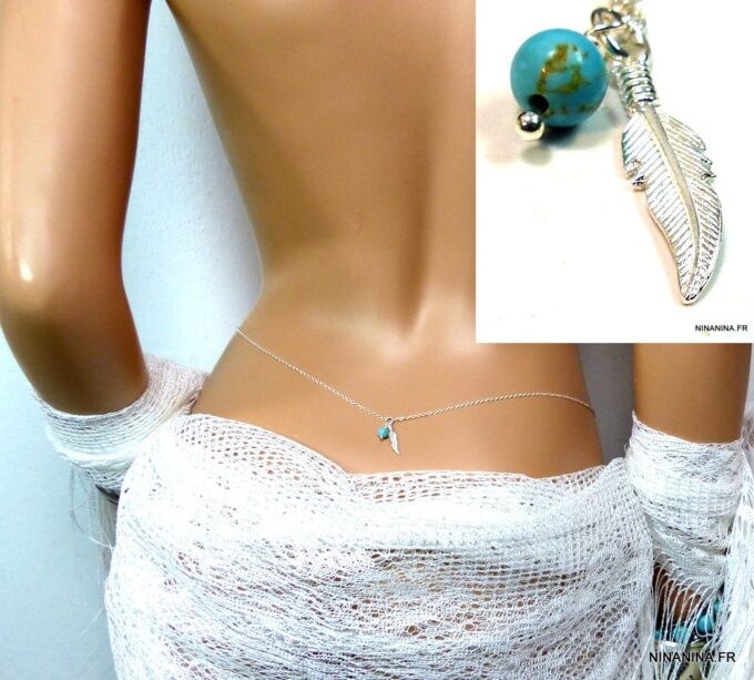 N3392terd_chaine_de_taille_plums_argent_massif_turquoise