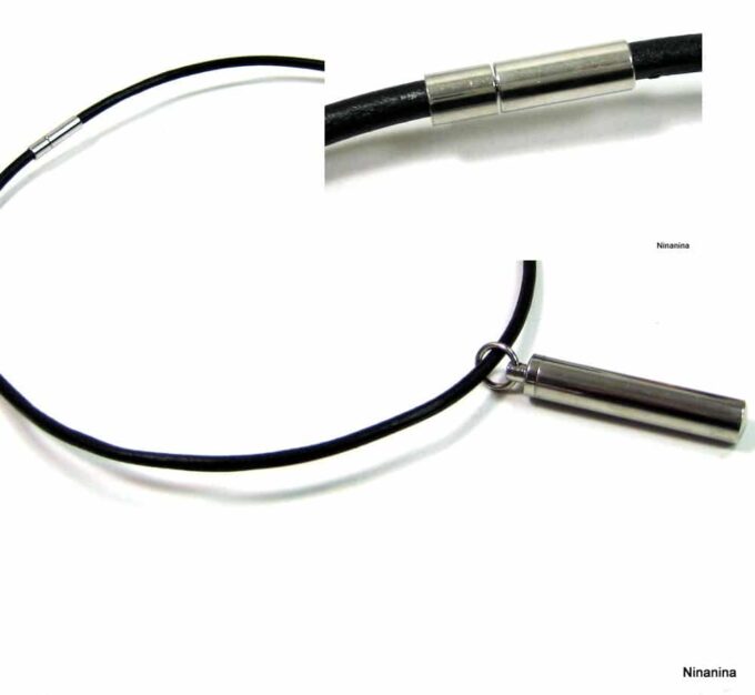 N3431terb_collier_cordon_cuir_porte-message_acier_inoxydable