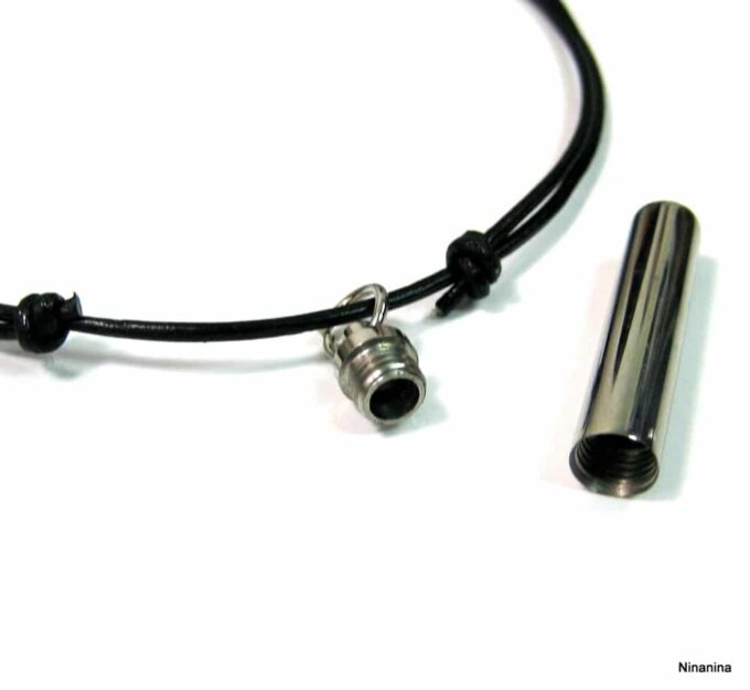 N3432terb_collier_cordon_cuir_porte-message_acier_inoxydable