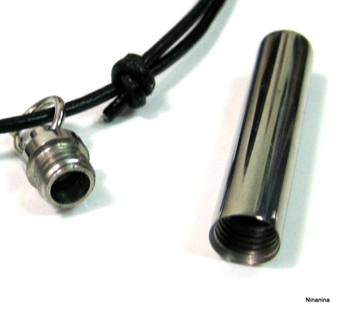 N3432terd_collier_cordon_cuir_porte-message_acier_inoxydable