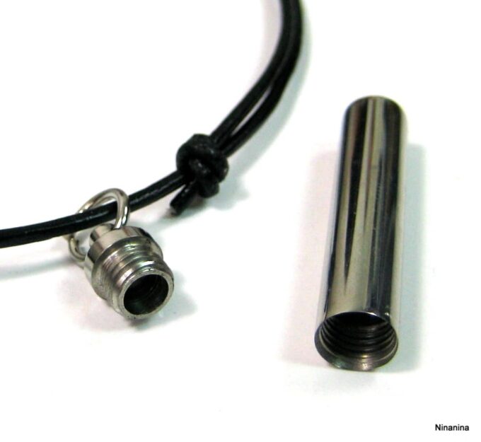 N3432terf_collier_cordon_cuir_porte-message_acier_inoxydable