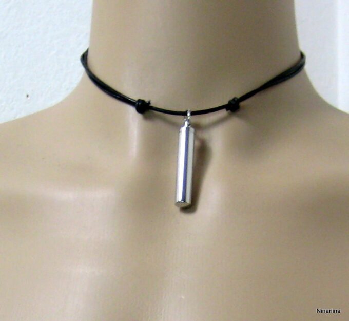 N3432terh_collier_cordon_cuir_porte-message_acier_inoxydable