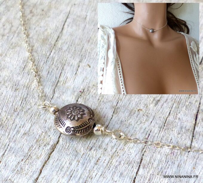 N3447g_Collier_chaine_argent_925_massif_femme_perle_ronde_ciselee_-_Bijoux_Colliers_en_ligne_Ninanina-1