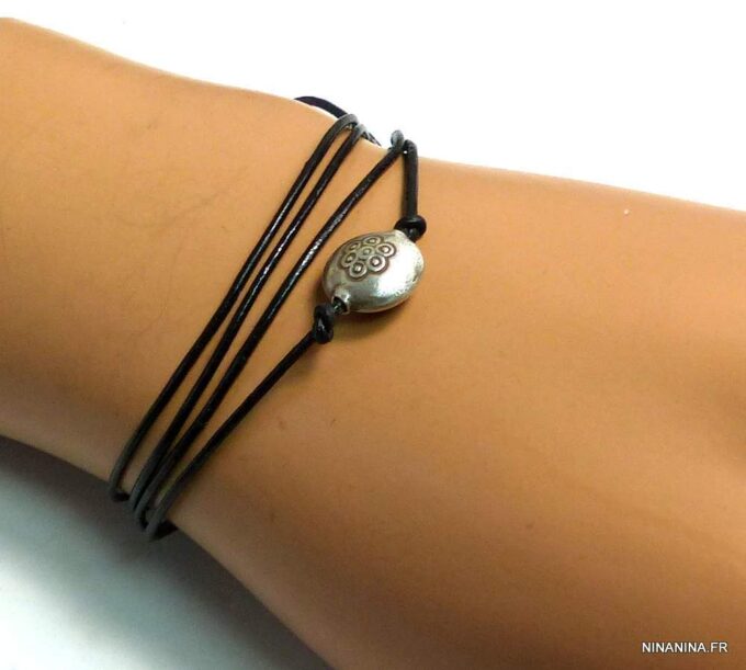 N3449terd_bracelet_wrap_cordon_cuir_perle_argent_massif