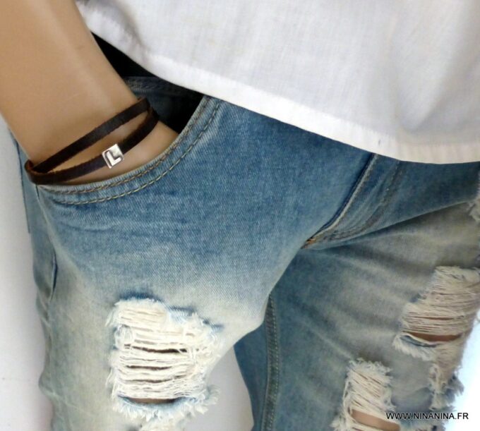 N3453d_Bracelet_homme_cuir_marron_2_tours_lettre_personnalisee_-_Bijoux_Bracelets_en_ligne_Ninanina-1