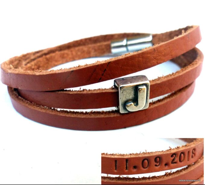 N3454a_Bracelet_cuir_3_tours_lettre_personnalisee_-_Bijoux_Bracelets_en_ligne_Ninanina