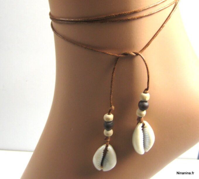 N3478g_bracelet_de_cheville_coton_cire_et_coquillage