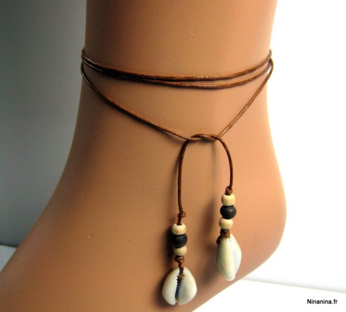 N3478h_bracelet_de_cheville_coton_cire_et_coquillage