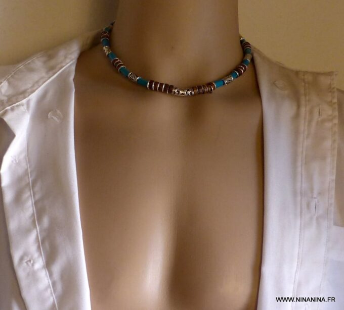 N3501_Collier_homme_cuir_et_perles_de_bois_turquoise_-_Bijoux_Colliers_en_ligne_NINANINA