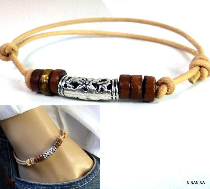 N3502B_Bracelet_homme_cordon_cuir_perles_bois_metal_argent_NINANINA