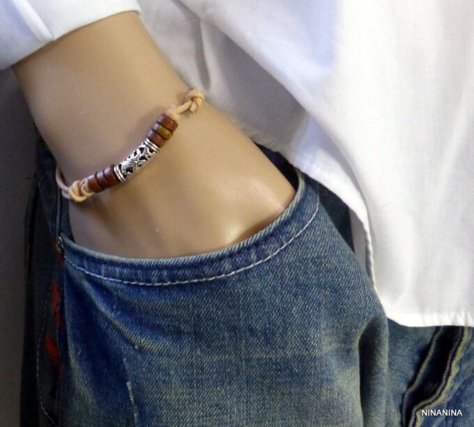 N3502D_Bracelet_homme_cordon_cuir_perles_bois_metal_argent_NINANINA