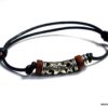N3502f_Bracelet_homme_cordon_cuir_perles_bois_tube_metal_argent