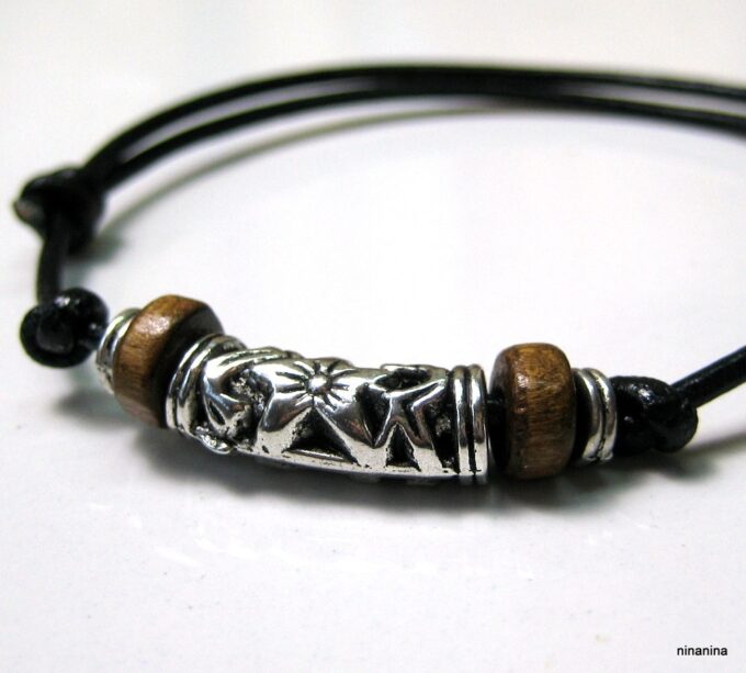 N3502ter_bracelet_homme_cordon_cuir_bois_et_metal_argent
