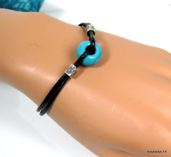 N3509bisi_bracelet_cordon_cuir_argent_massif_et_turquoise