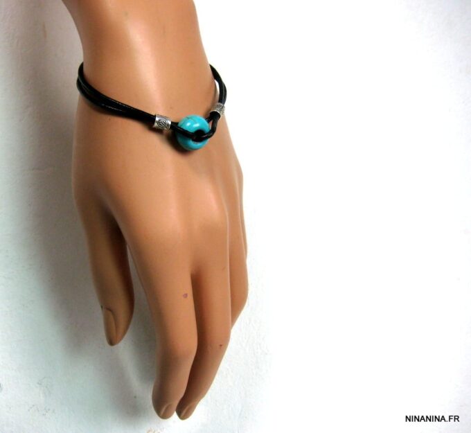 N3509bisj_bracelet_cordon_cuir_argent_massif_et_turquoise